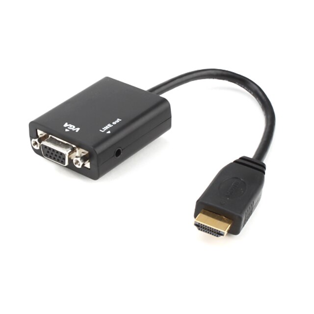  HDMI 1.4 Adapter Cable, HDMI 1.4 to VGA / 3.5mm Audio Adapter Cable Male - Female 0.1m(0.3Ft)