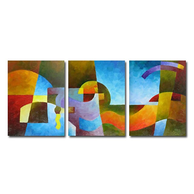  Maalattu Abstrakti 3 paneeli Kanvas Hang-Painted öljymaalaus For Kodinsisustus