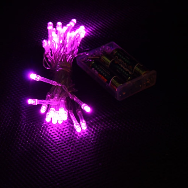  3M Φώτα σε Κορδόνι 30 LEDs Μικροδιακόπτες (Dip) LED Ροζ Πάρτι / Διακοσμητικό / Γιορτή Μπαταρίες AA Powered 1pc / IP44