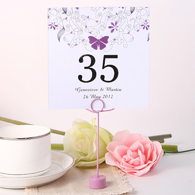  Fleur Matière Papier nacre Marque-place Carte de numéro de table Autres Mariage Sac en polyéthylène