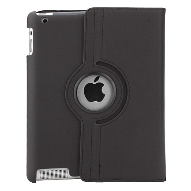  360 Degree Rotating Flip Case Cover Swivel Stand For Apple iPad 2/3/4(Balck)