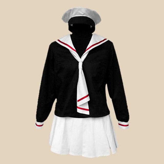  Inspired by Cardcaptor Sakura Tomoyo Daidouji Anime Cosplay Costumes Japanese Cosplay Suits School Uniforms Patchwork Long Sleeve Cravat Skirt T-shirt For Women's / Hat / Hat