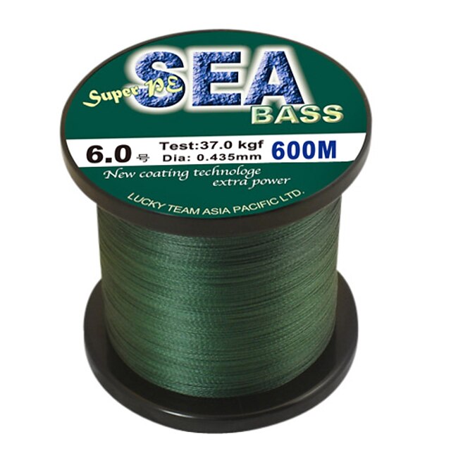  Sea Bass-PE Fishing Line 0.435mm 37kg 600m (Green)