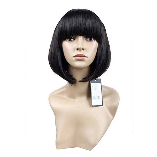  Capless Cute Short Hair Charm Synthetic Wigs Full Bang 4 Colors To Choose