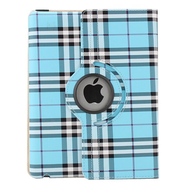  Grid Style PU Leather Case with Stand for iPad 2/3/4 (Bule)