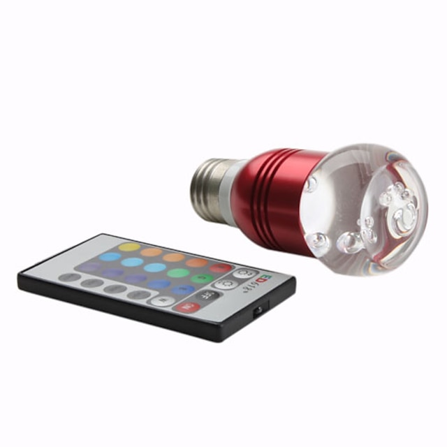  E27 3W RGB Light Red Cover LED Crystal Ball Bulb with Remote Control (220V) 