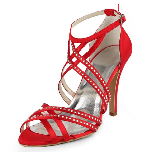  silke stiletto hæl sandaler med rhinestone bryllup sko (flere farger)