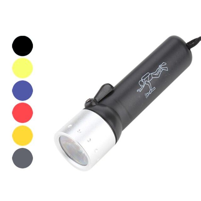  פנסי צלילה עמיד במים 180 lm LED Cree® XR-E Q5 1 Emitters 1 מצב תאורה עם סוללות עמיד במים צלילה / שייט שחור צהוב אדום