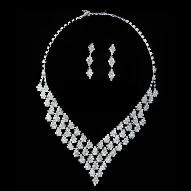  Gorgeous Rhinestone Shining Ladies Necklace and Earrings Jewelry Set (45 cm)