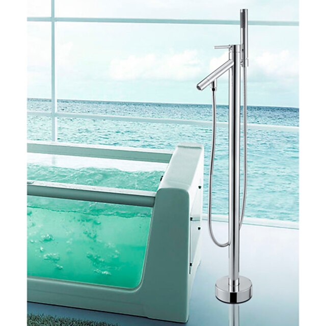  浴槽用水栓 - コンテンポラリー クロム バスタブとシャワー セラミックバルブ Bath Shower Mixer Taps / シングルハンドルつの穴
