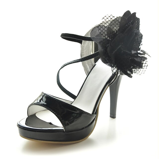  Patent Leather Stiletto Heel Sandals With Flower Party / Evening Shoes (More Colors Available)