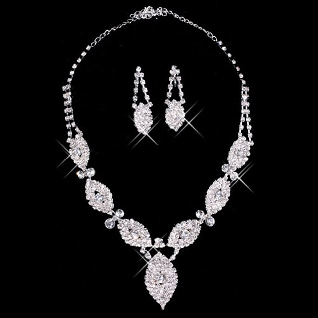  Rhinestone Wedding Party Anniversary Birthday Engagement Gift Daily Alloy Earrings Necklaces