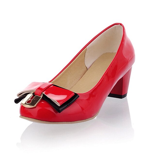  Patent Leather Chunky Heel Closed Toe With Bowknot Party & Evening Shoes (More Colors Available)
