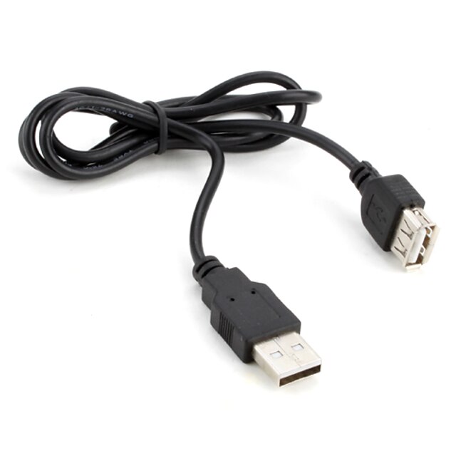  USB 2.0 A male naar een vrouwelijke verlengkabel (zwart) 0.8m