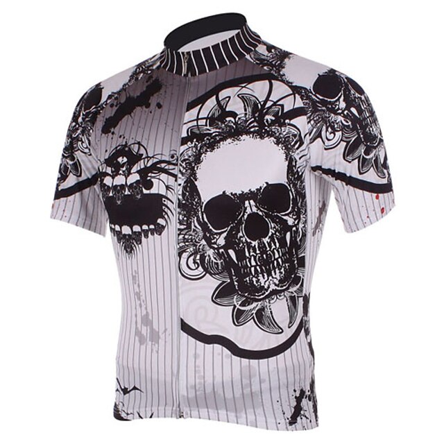  Kooplus Men's Short Sleeve Cycling Jersey Skull Bike Jersey Top Breathable Quick Dry Sports Polyester Clothing Apparel