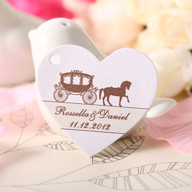  Personalized Heart Shaped Favor Tag - Carriage (Set of 60)