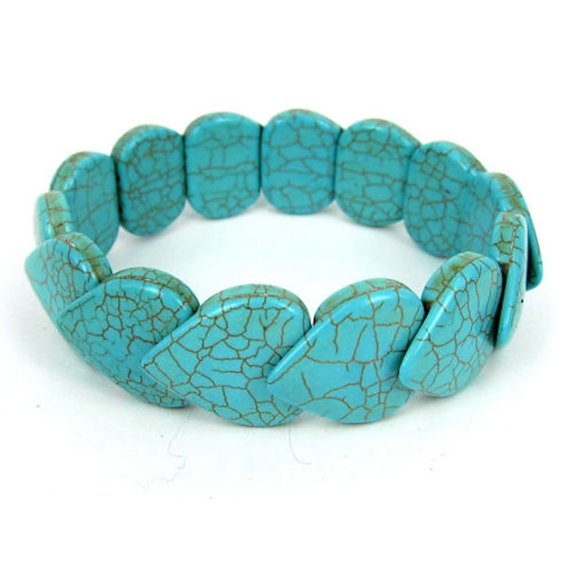  Heart-shaped Turquoise Elastic Ladies' Strand Bracelet
