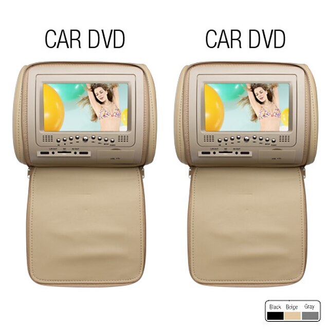  7 Inch Digital Screen Car Headrest DVD Player (800x480, Game, Protective Screen Cover)