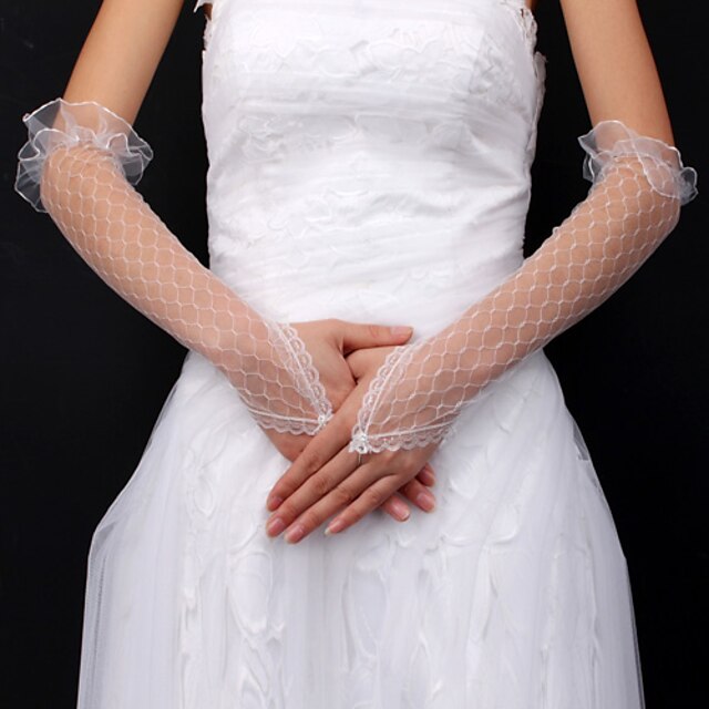  Lace Bridal Fingerless Elbow Length Gloves