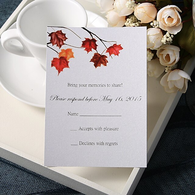  Personalize Wedding Response Cards - Autumn Maple Leaves (Set of 50)