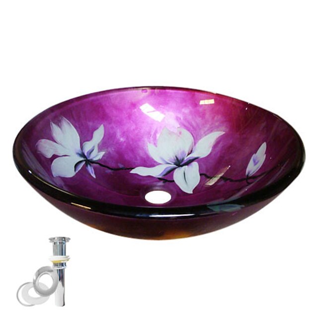  Современный Круглый Раковина Материал является Закаленное стекло монтажное кольцо для ванной водосток для кухни