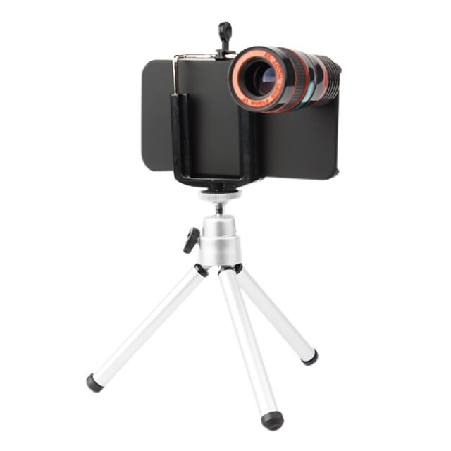  8x de zoom da lente do telescópio óptico com tripé para 4/4s iphone