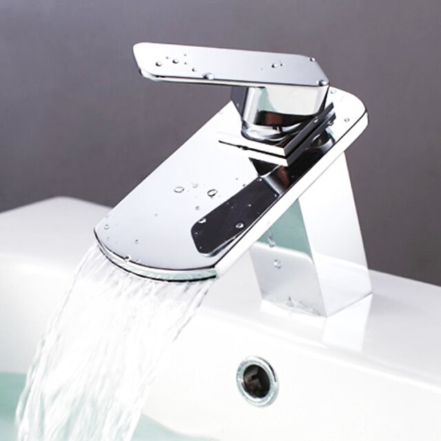  Μπάνιο βρύση νεροχύτη - Καταρράκτης Χρώμιο Αναμεικτικές με ενιαίες βαλβίδες Μία Οπή / Ενιαία Χειριστείτε μια τρύπα