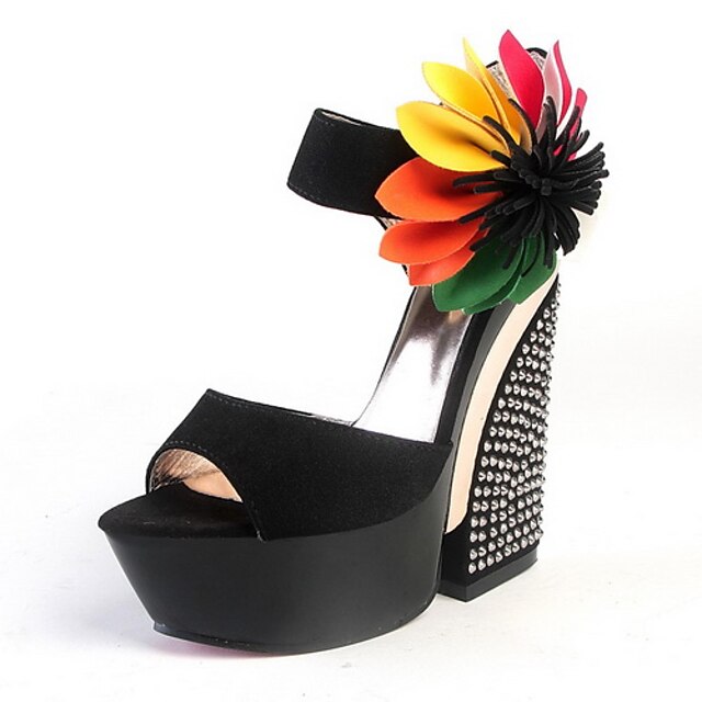  konstläder kilklack sandaler fest / kväll skor med blomma