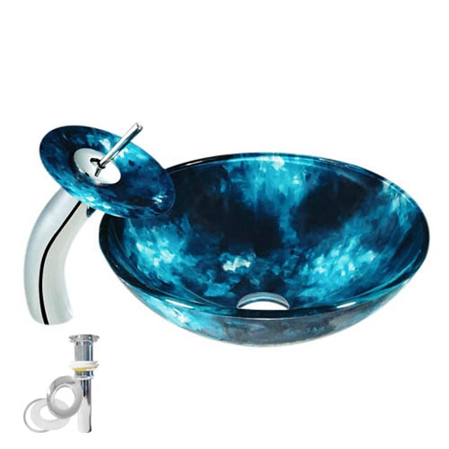  Montážní kroužek do koupelny / Kuchyňský odtok vody Moderní - Tvrzené sklo Kulatý Vessel Sink