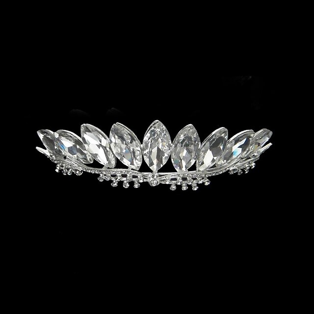  sølv legering rhinestone og pearl enkel brude tiara