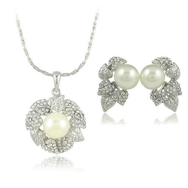  krásné listy konstrukce drahokamu dva kusy dámských perla šperky set (50 cm)