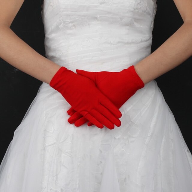  Silk / Polyester Wrist Length Glove Classical / Bridal Gloves With Solid