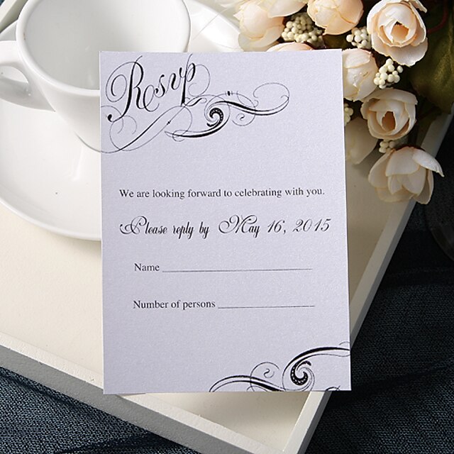  Personaliseret Fladt Kort Wedding Invitationer Svare Kort-50 Stykke/Sæt Formel Stil Perle-papir 3 ½*5 tommer (ca. 9cm*12.5cm)