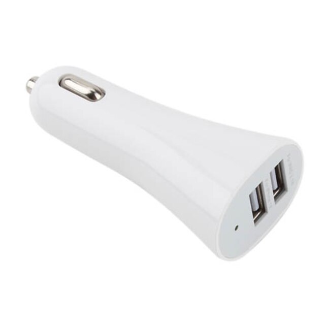  Dual USB Car Charger for iPhone, the New iPad and other Cellphones (3.1A,White)