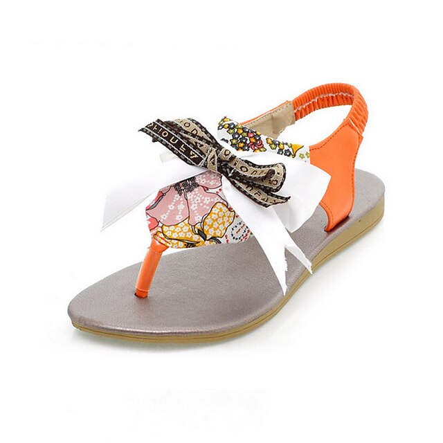  Leatherette flat hæl sandaler / flip flops bryllupsreise sko med bowknot (flere farger)