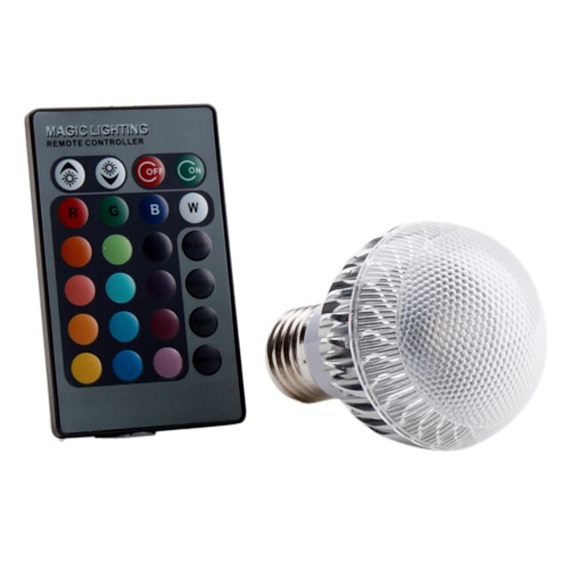  E26/E27 مصابيح كروية LED A60(A19) 1 طاقة عالية LED 300 lm RGB جهاز تحكم AC 85-265 V