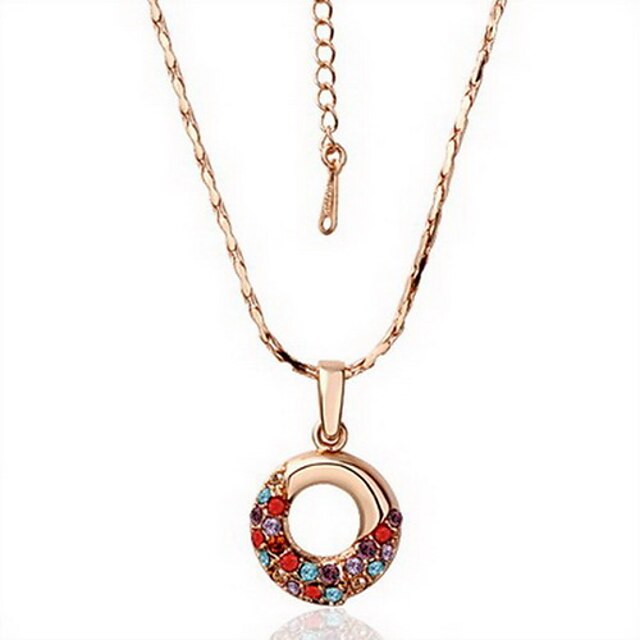  18K Gorgeous Fashion Rhinestone Alloy Circle Necklace (More Colors)
