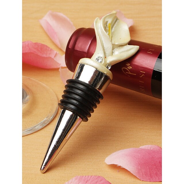  Floral Theme Bottle Stoppers Chrome Bottle Favor With Flowers 4