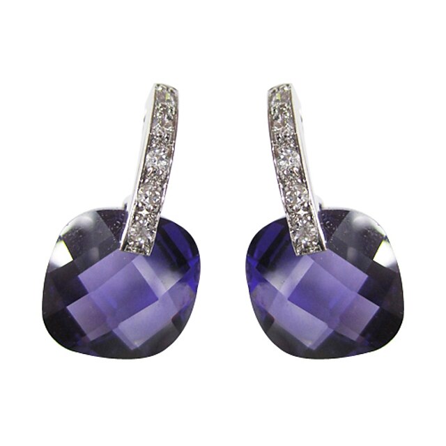  Elegant Purple Platinum Plated With  Irregular Shape Cubic Zirconia Earrings