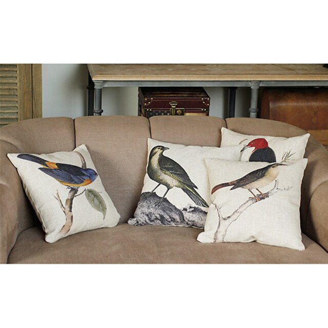  4 pcs Cotton / Linen Pillow Cover, Animal Country