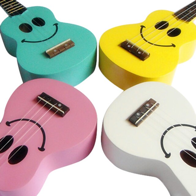  smilende utforming basswood sopran ukulele (multi-farge)