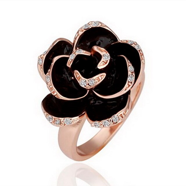  Gorgeous Cubic Zirconia 18K Gold Plate Rose Fashion Ring