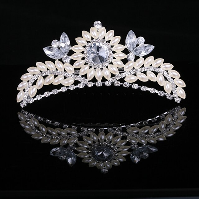  lækker imiteret perle og cubic zirconia i legering tiara