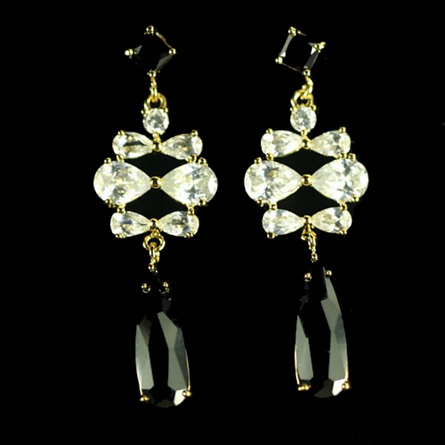  Black And White Cubic Zirconia Earrings In Simply Style