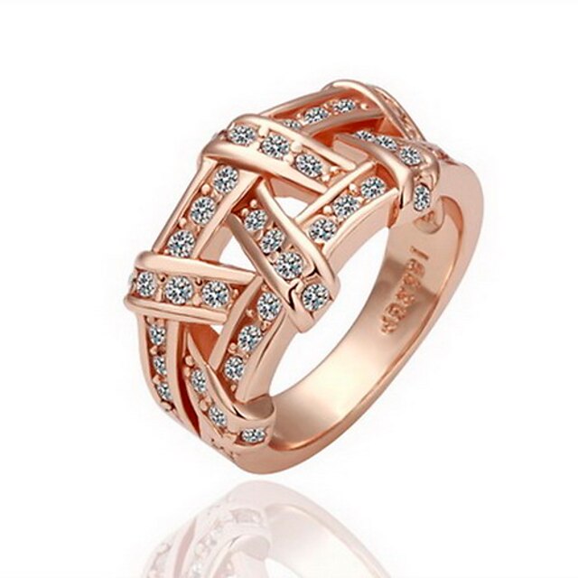  Gorgeous Cubic Zirconia 18K Gold Plated Crisscross Fashion Ring