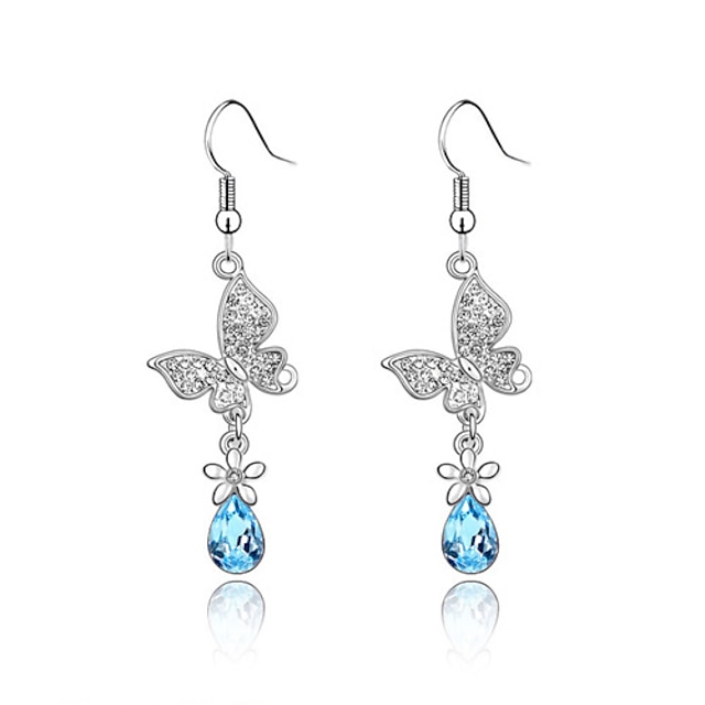  Schmetterlinge im realen österreichischen Kristall platiniert Damen-Ohrringe (weitere Farben)