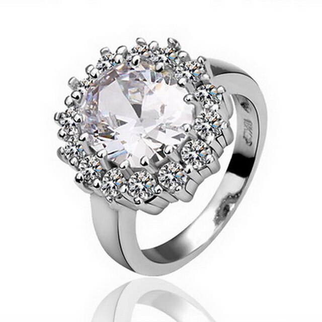  wunderschönen Kristall platiniertes die königliche Prinzessin Mode-Ring (weitere Farben)