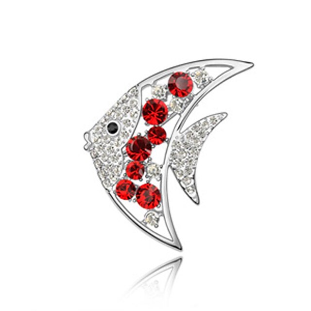  Gorgeous Crystal Platinum Plated Fish Brooch (More Colors)