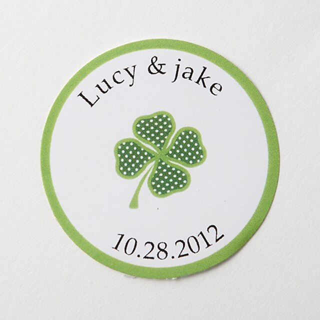  Personalized Round Favor Stickers – Green Grass (Set of 36)