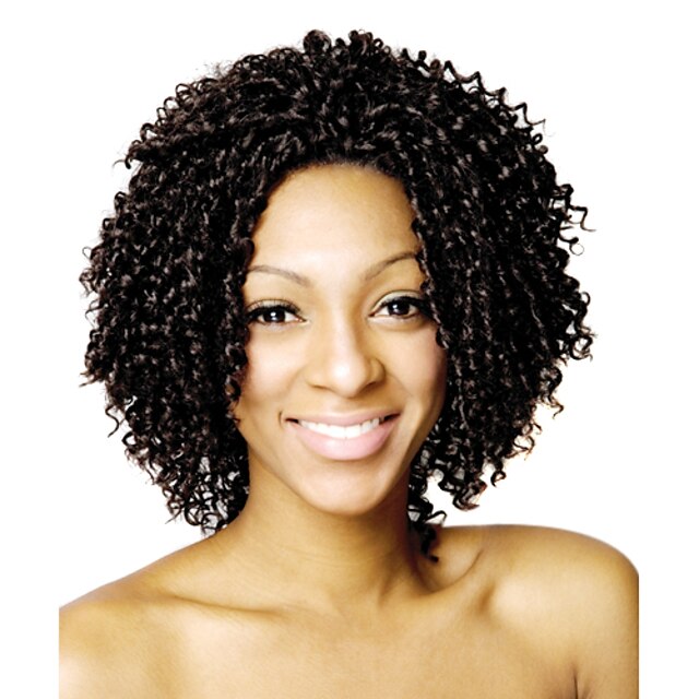  Lace Front Medium High Quality Synthetic Curly Black Hair Wig